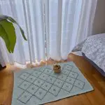 Small Green Rug With Diamond Knots - 50x90cm - Knotted Rug