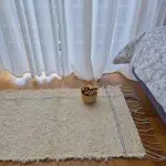 Small Cream Rug With Double Purple Line L - 50x100cm - Soft Rug