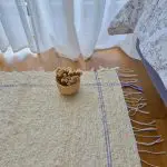 Small Cream Rug With Double Purple Line L - 50x100cm - Soft Rug