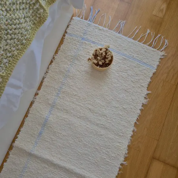 Runner Rug Cream With Double Blue Line L - 50x150cm - Soft Rug