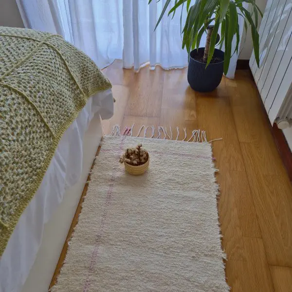 Runner Cream Rug With Double Pink Line L - 50x200cm - Soft Rug