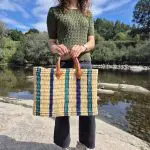 Reed Basket in Beige Green and Purple Colors