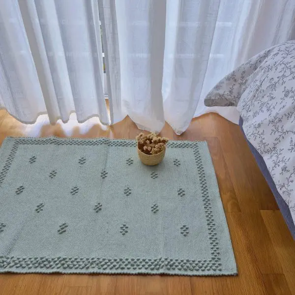 Small Green Rug - 50x90cm - Knotted Rug
