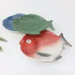 Ceramic Fish Shaped Serving Plate Majolica Pottery