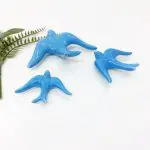 Glazed Azure Blue Swallows Wall Hanging Decor