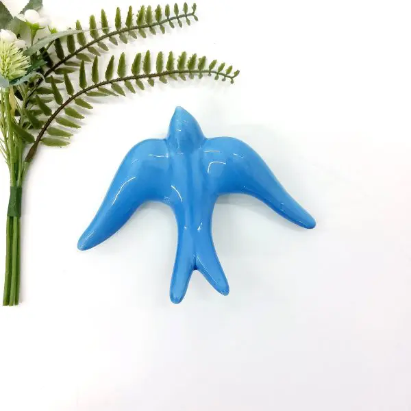 Glazed Azure Blue Swallows Wall Hanging Decor