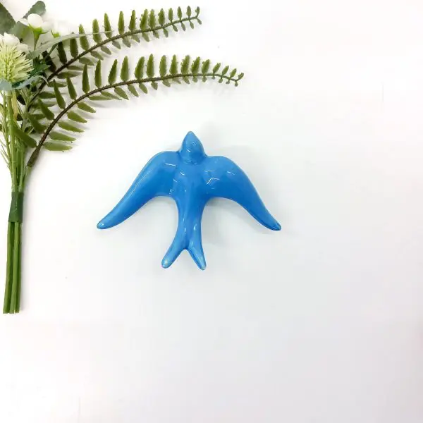 Glazed Azure Blue Swallows Wall Hanging Decor