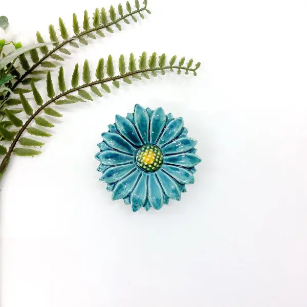 teal blue flower wall art