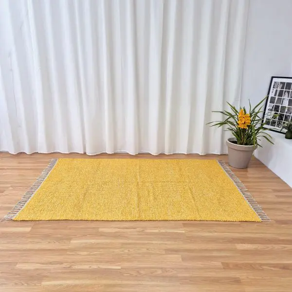 Large Mustard Yellow Cream Rug - 150x200cm - Traditional Rug