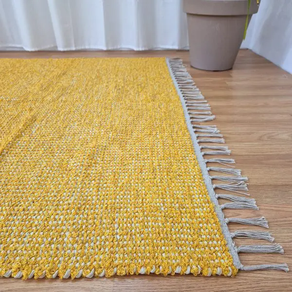 Large Mustard Yellow Cream Rug - 150x200cm - Traditional Rug