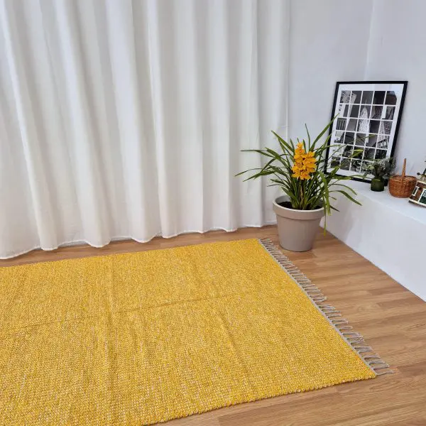 Large Mustard Yellow Cream Rug - 150x200cm - Traditional Rug