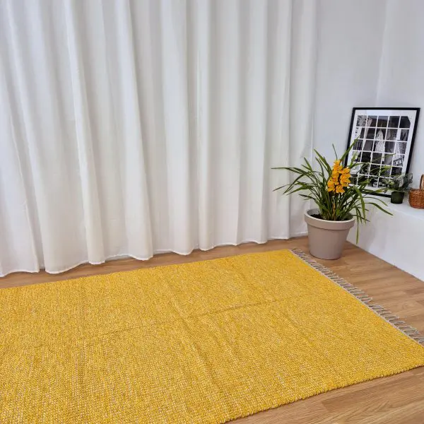 Large Mustard Yellow Cream Rug - 150x200cm - Traditional Rug