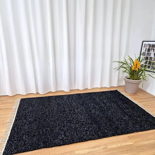 Large Black Silver Glitter Rug - 150x200cm - Traditional Rug