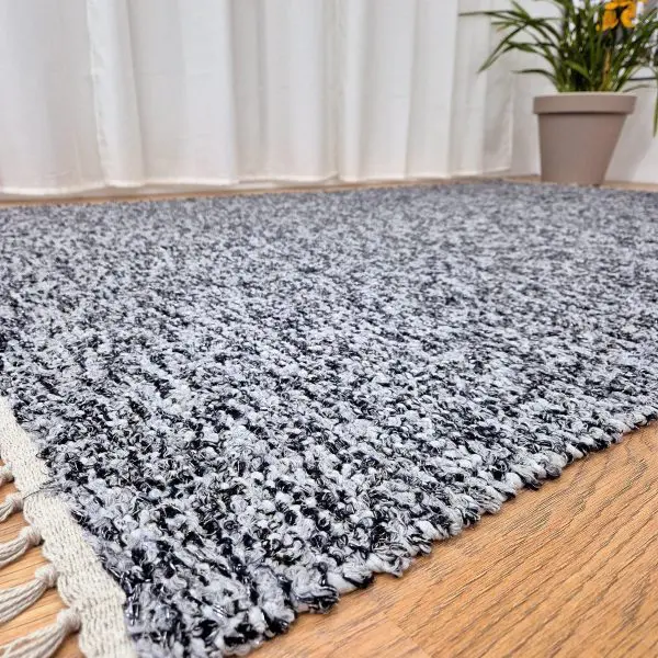 Large Black Grey Silver Glitter Rug - 150x200cm - Traditional Rug