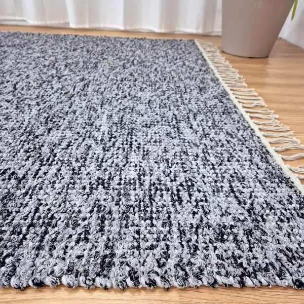 Large Black Grey Silver Glitter Rug - 150x200cm - Traditional Rug