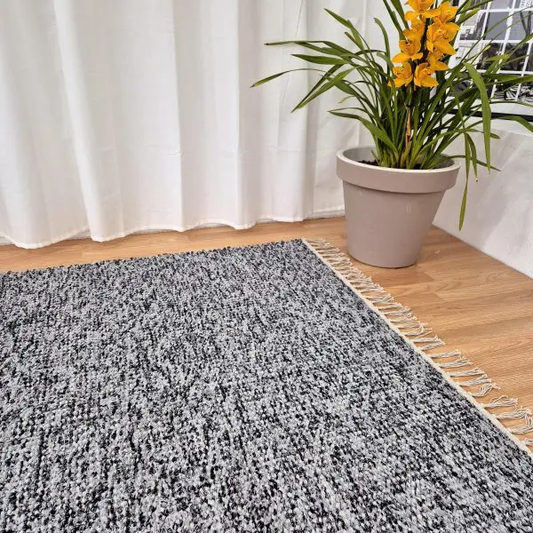 Large Black Grey Silver Glitter Rug - 150x200cm - Traditional Rug