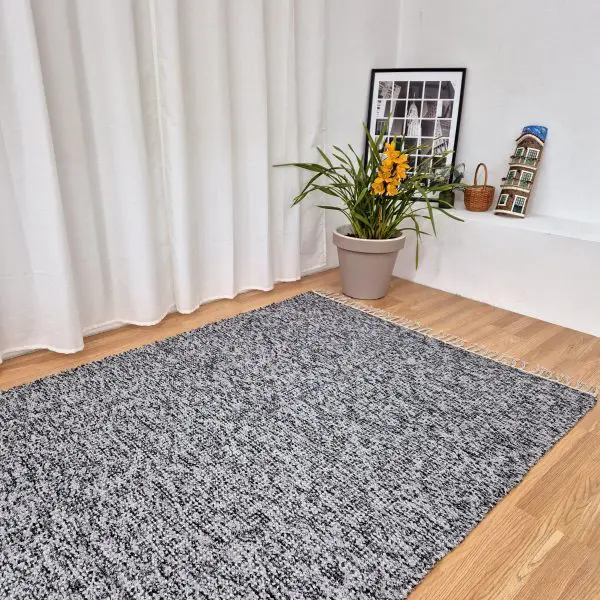 Large Black Grey Silver Glitter Rug - 150x200cm - Traditional Rug