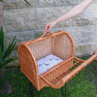 Large Wicker Pet Carrier Basket With Cushion