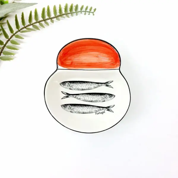 Ceramic Olive Plate With Sardines Design
