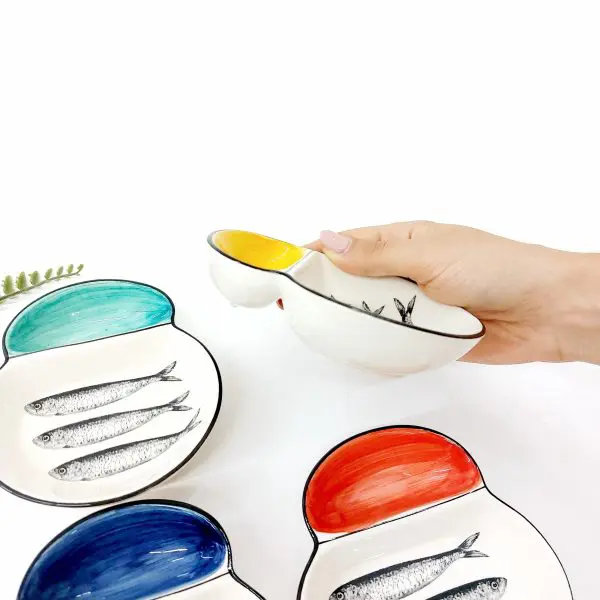 Ceramic Olive Plate With Sardines Design