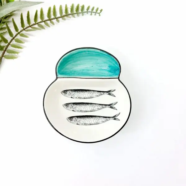 Ceramic Olive Plate With Sardines Design