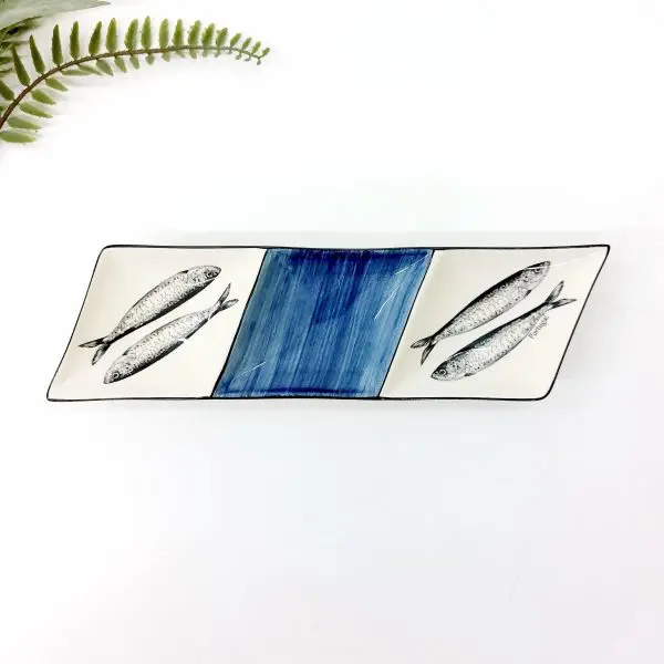 Ceramic Divided Plate With Sardines