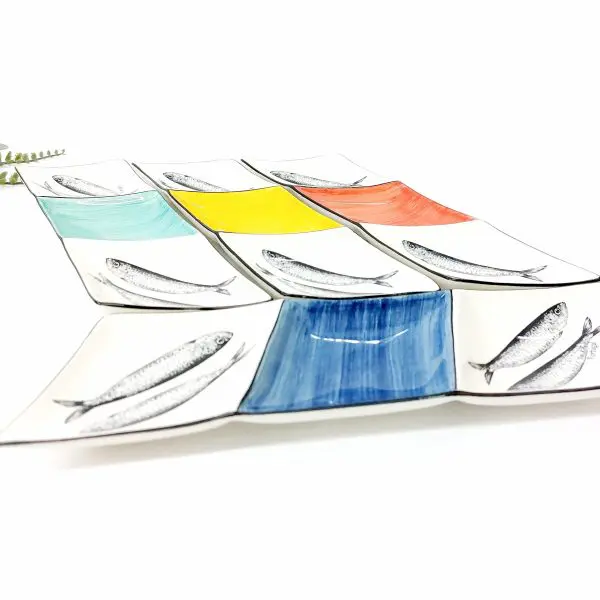 Ceramic Divided Plate With Sardines