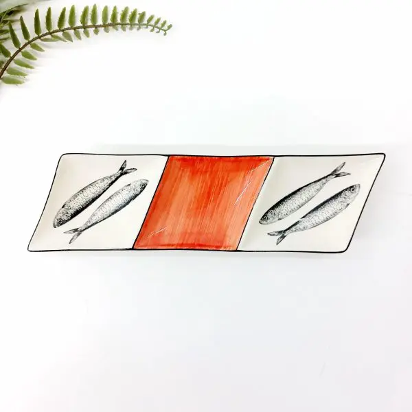 Ceramic Divided Plate With Sardines