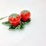 Strawberry Salt and Pepper Shaker with Leaf Base