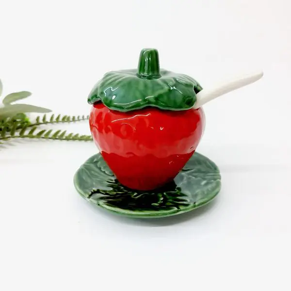 strawberry ceramic sugar bowl