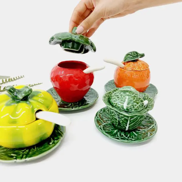 Ceramic Sugar Bowl - Fruits and Vegetables Shaped