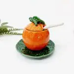 orange ceramic sugar bowl