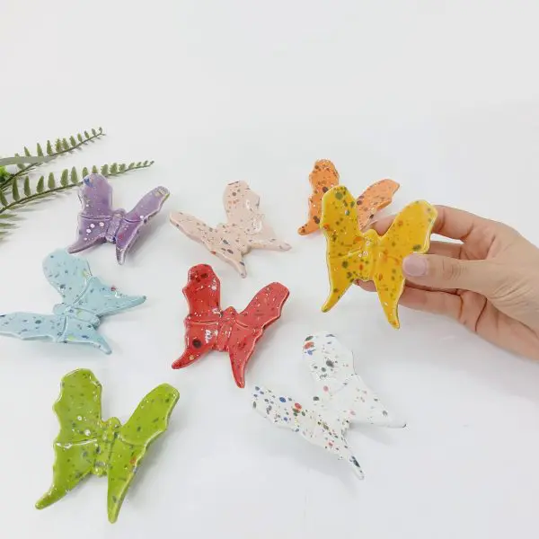 Ceramic Glazed Butterflies With Colorful Spots