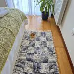 Medium Cream and Dark Blue Checkered Rug - 70x140cm - Soft Rug