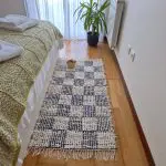 Medium Cream and Dark Blue Checkered Rug - 70x140cm - Soft Rug