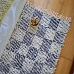 Medium Cream and Dark Blue Checkered Rug - 70x140cm - Soft Rug
