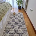 Medium Cream and Dark Blue Checkered Rug - 70x140cm - Soft Rug