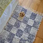 Medium Cream and Dark Blue Checkered Rug - 70x140cm - Soft Rug
