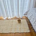 Small Cream Rug With Yellow Line Squares