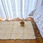 Small Cream Rug With Yellow Line Squares - 50x100 - Soft Rug