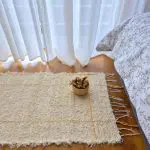 Small Cream Rug With Yellow Line in Rectangle - 50x100cm - Soft Rug