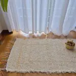 Small Cream Rug With Yellow Line in Rectangle - 50x100cm - Soft Rug