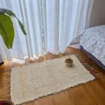 Small Cream Rug With Yellow Line in Rectangle - 50x100cm - Soft Rug