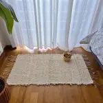 Small Cream Rug With Purple Line L - 50x100cm - Soft Rug