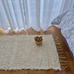 Small Cream Rug With Yellow Line L - 50x100cm - Soft Rug