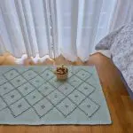 Small Green Rug With Diamond Knots - 50x90cm - Knotted Rug
