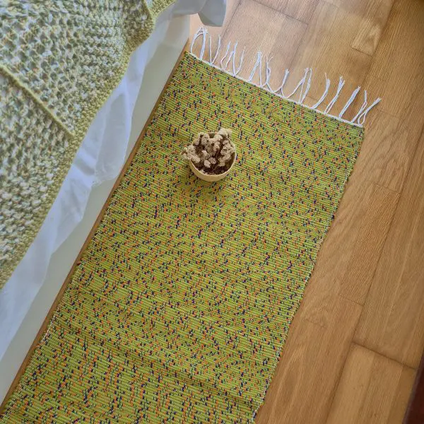 runner rug green and orange handwoven rug