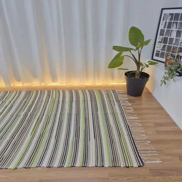 Large Camel White Green Rug - 150x200cm - Traditional Rug