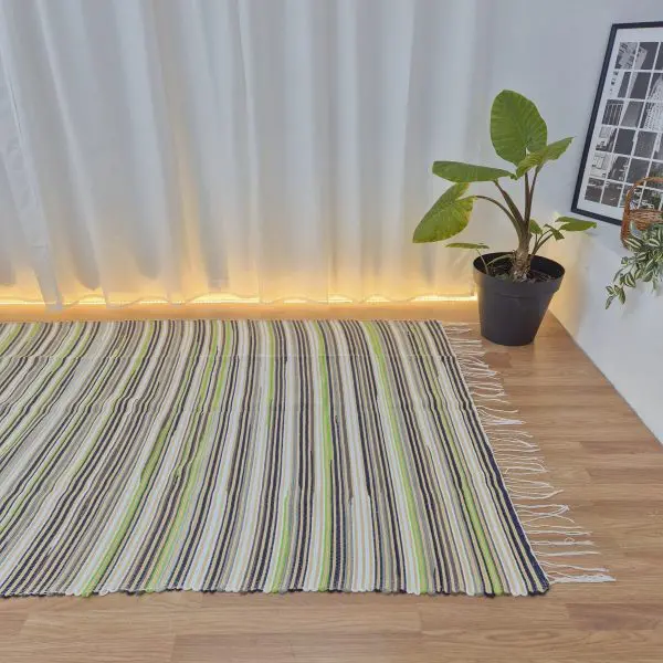 Large Camel White Green Rug - 150x200cm - Traditional Rug