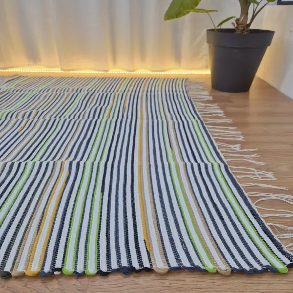 Large White Black Green Yellow Rug - 150x200cm - Traditional Rug